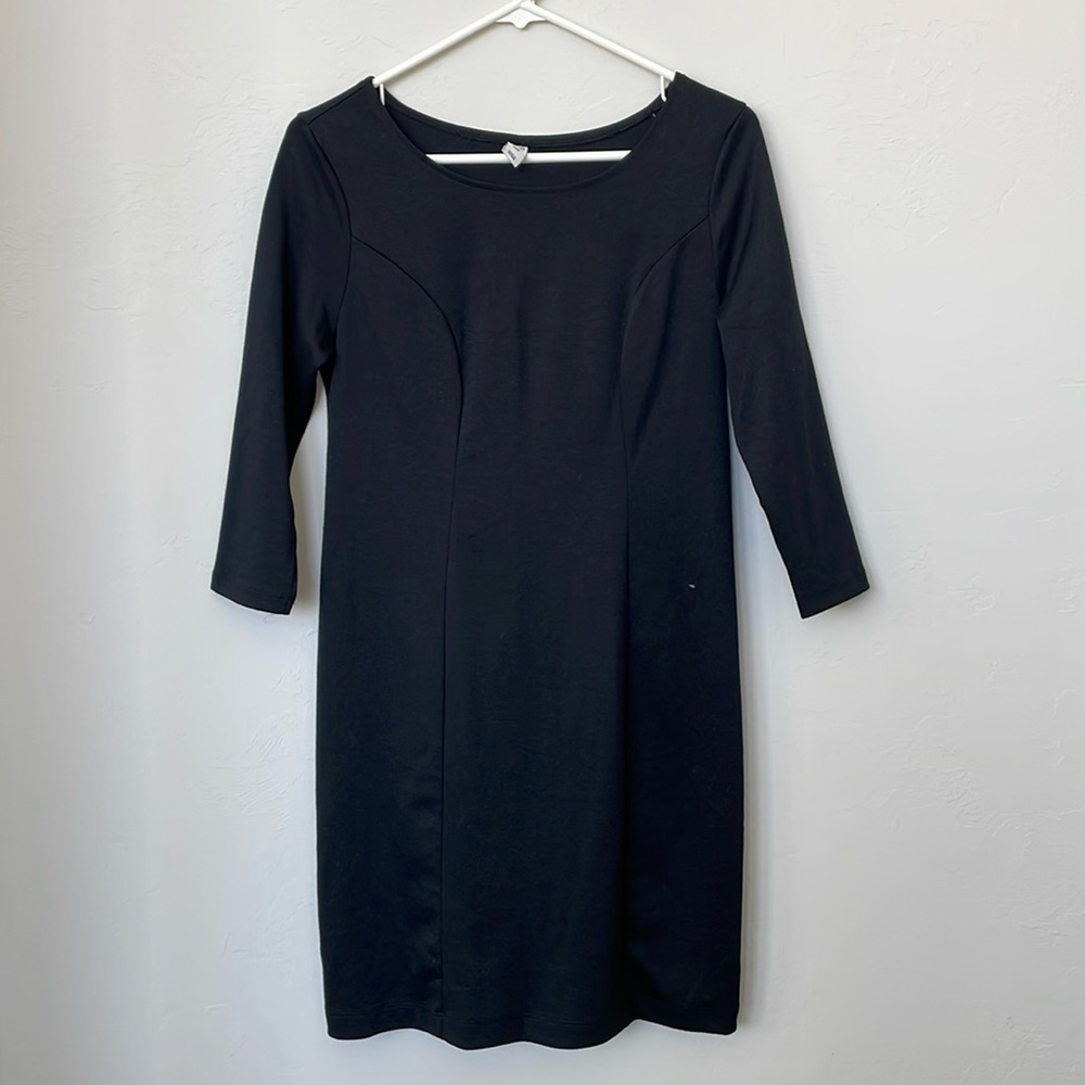 Classic Black Ponte Knee Length Dress